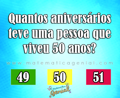 Quantos aniversários teve uma pessoa que viveu 50 anos?