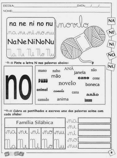 Atividades com a letra N para o 2º Ano