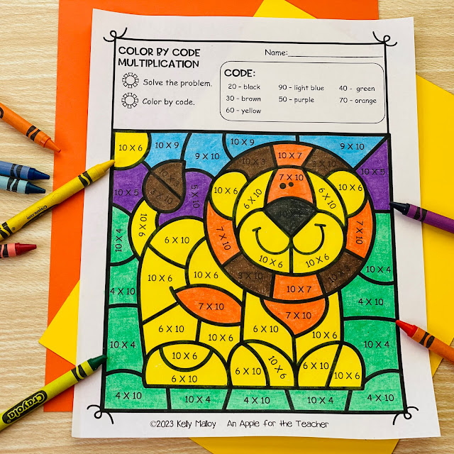 Safari Animal Multiplication Color by Number Sheets