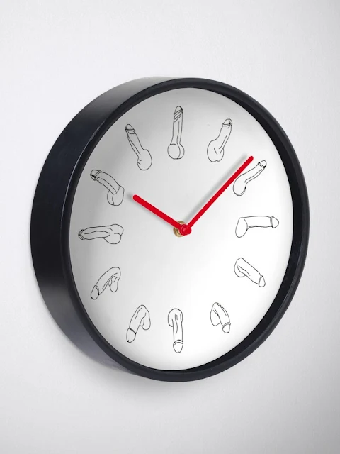 Penis wall clock design in white and black