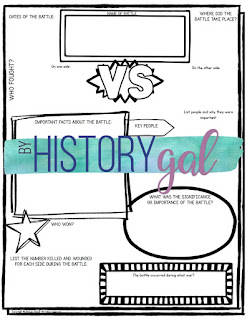 Thumbnail image of Battles Graphic Organizer by History Gal