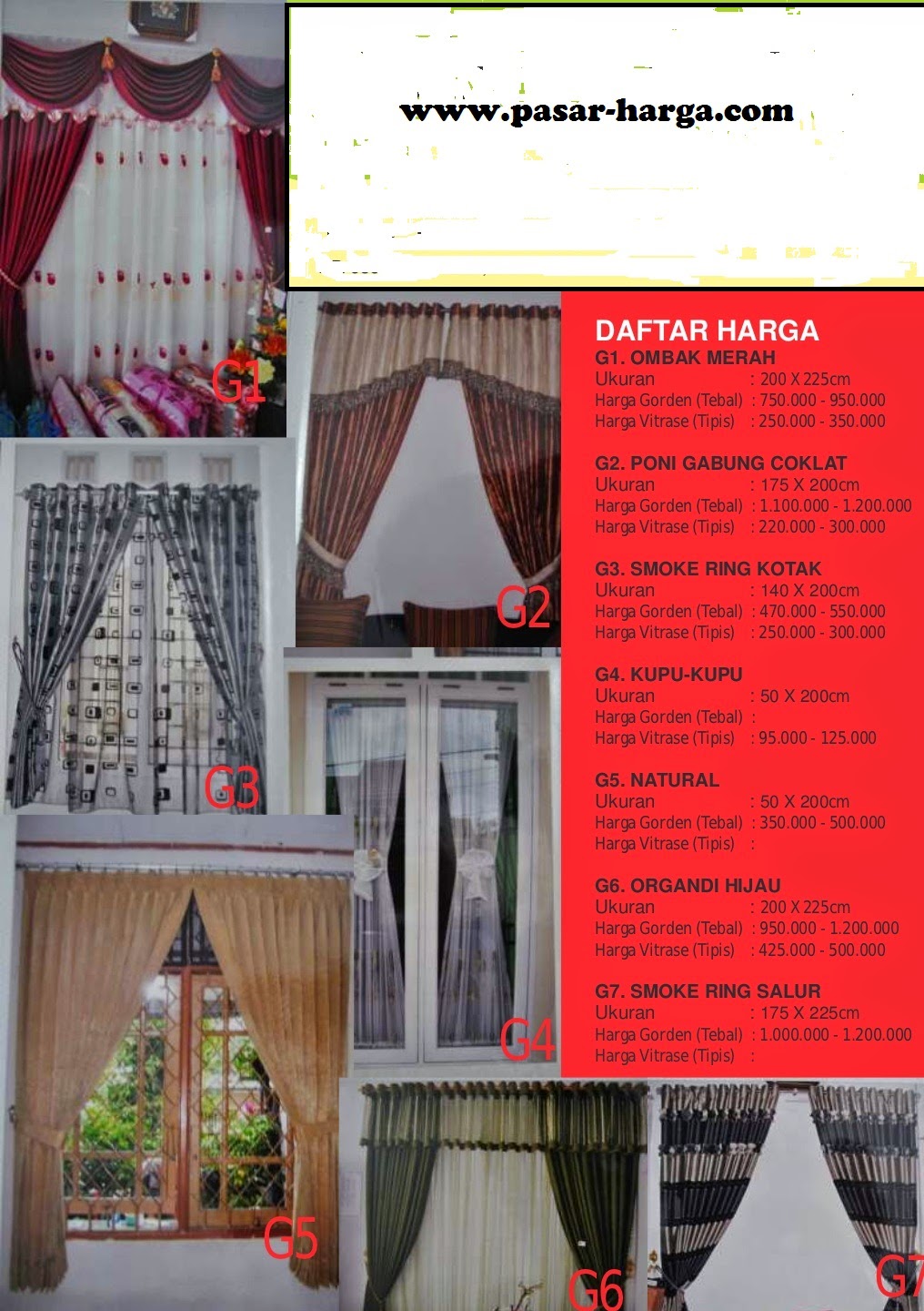 Katalog Harga Grosir Gorden  Paling Murah  Model Terbaru 