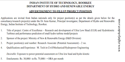 Civil,Mechanical and Hydropower Engineering Jobs in IIT