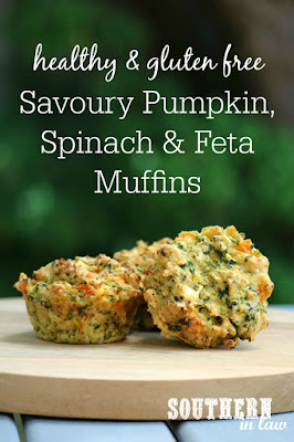 Healthy Savoury Pumpkin Spinach and Feta Muffins Recipe - gluten free, healthy savory muffins, clean eating recipe, sugar free, low fat, butter free, oil free, low calorie, freezer friendly, lunch box recipes