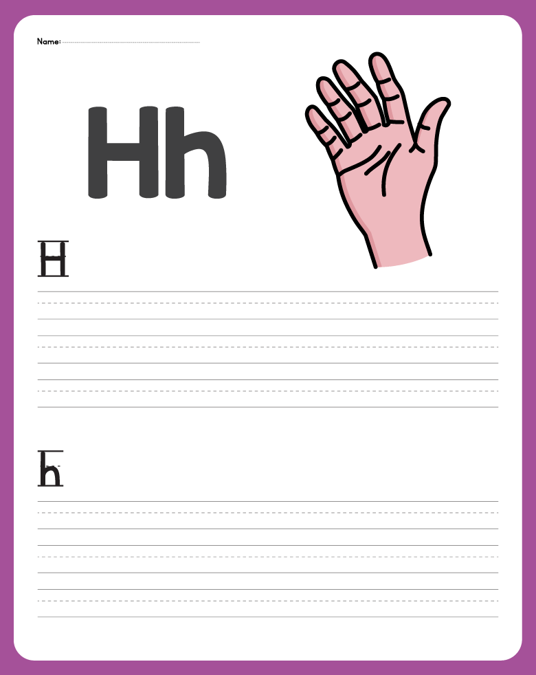 الحروف الانجليزية - تمرين كتابة حرف h
