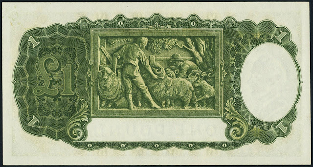 Commonwealth of Australia One Pound banknote 1942 Pastoral – Shepherds tending sheep