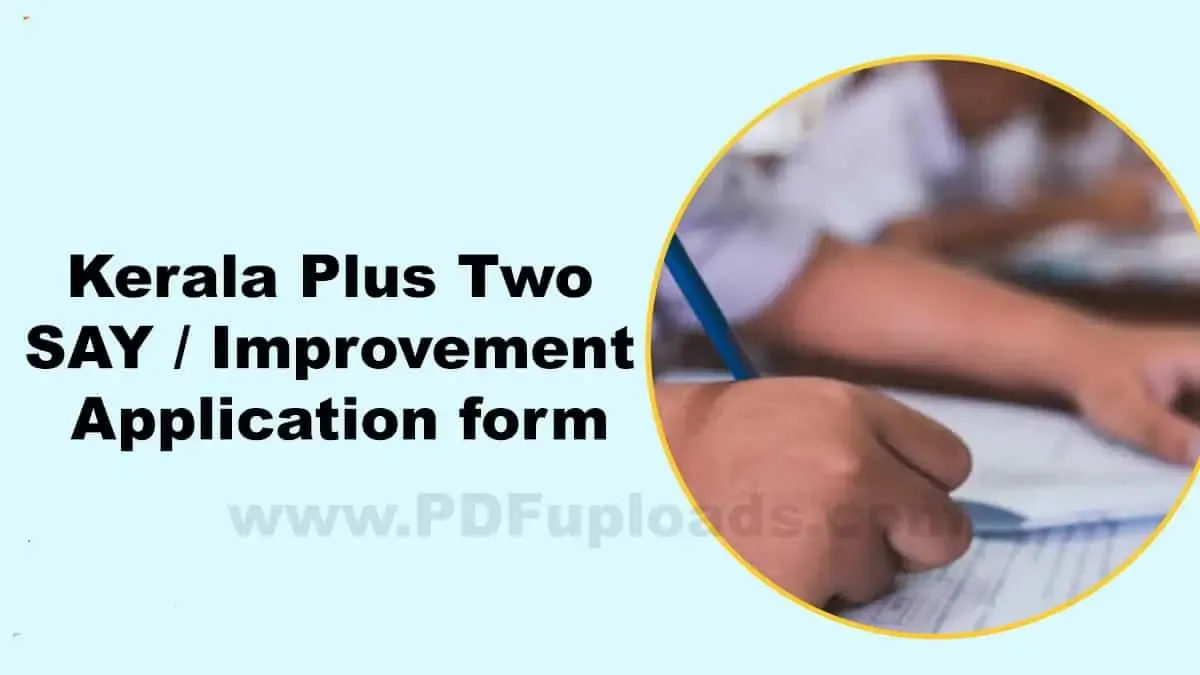 Kerala Plus Two SAY / Improvement Exam Application form PDF