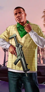 GTA top Franklin with uzi getting ready for heist