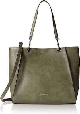 Calvin Klein Vegan Leather Reyna North/South Tote in Olive