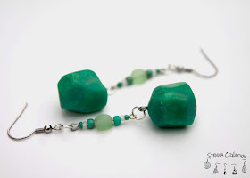 Boucles oreilles pâte polymère Jade vert Stenna Création 