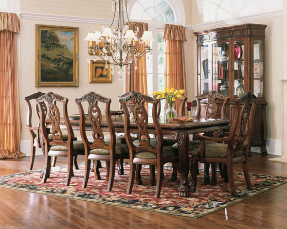 the dining room furniture.