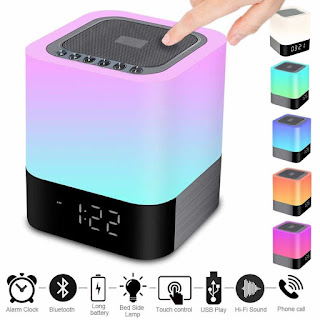 Jam Alarm Bluetooth Speaker Taffware Colorful LED Light