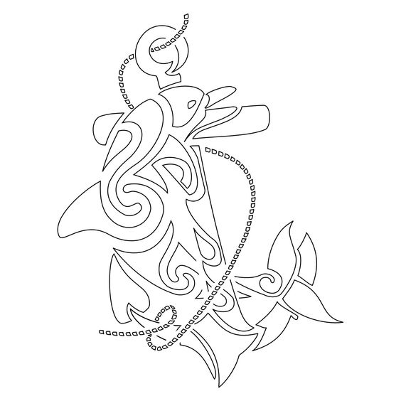 Dolphin-with-Anchor-Tattoo-Design