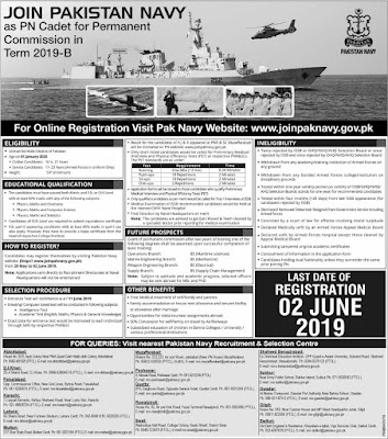 Join Pak Navy Jobs as PN Cadet 2019-B | 1600+ Vacancies |  www.joinpaknavy.gov.pk 