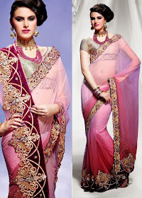 Alluring Rose Pink Embroidered Saree