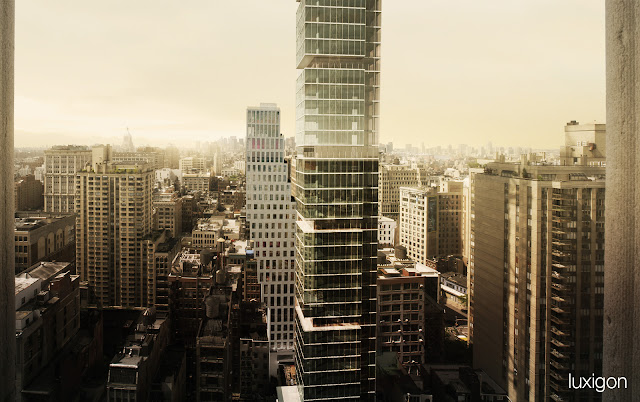 Photo of the building peeking behind One Madison Park building