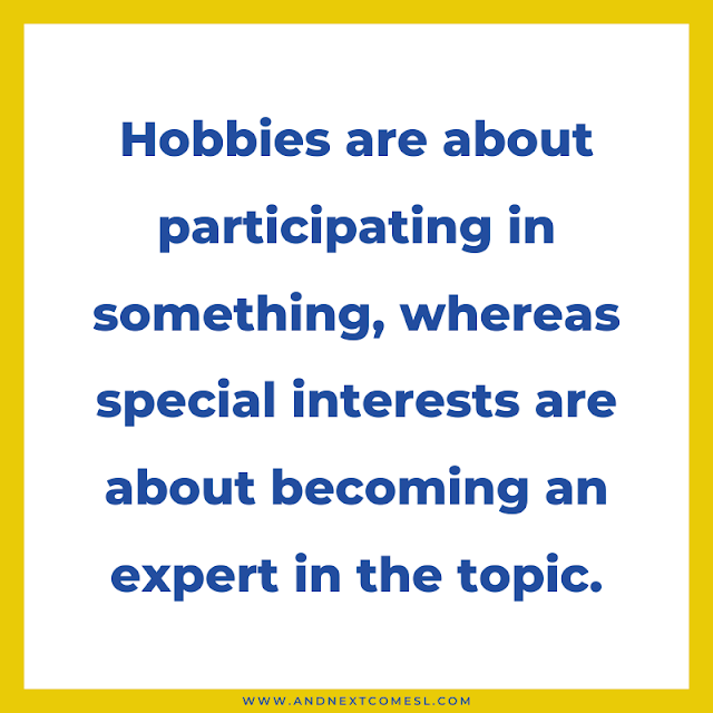 One difference between a hobby and a special interest