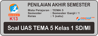 40 Soal UAS Tematik Tema 5 Kelas 1 Terbaru Semester Ganjil 