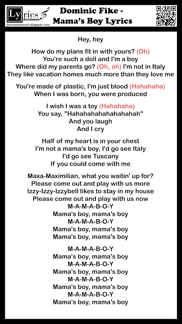 Dominic Fike - Mama’s Boy Lyrics | lyricsassistance.blogspot.com