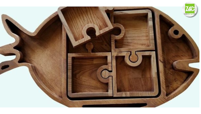 Fish-shaped storage box with removable components designed using a free CNC route