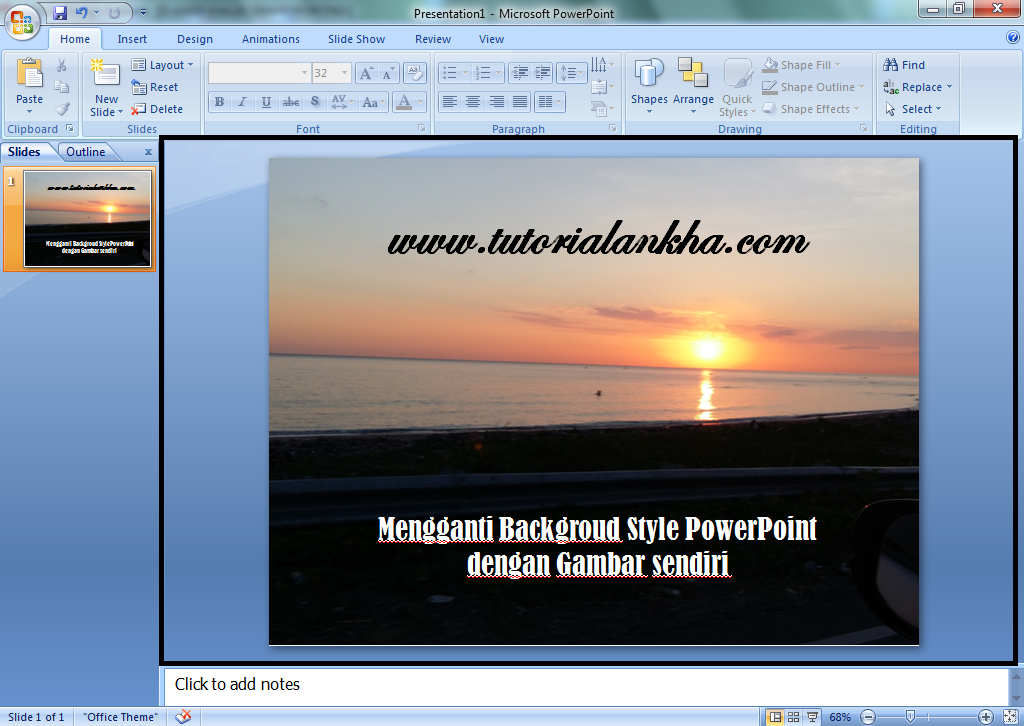 Cara merubah tampilan background dengan gambar sendiri di PowerPoint