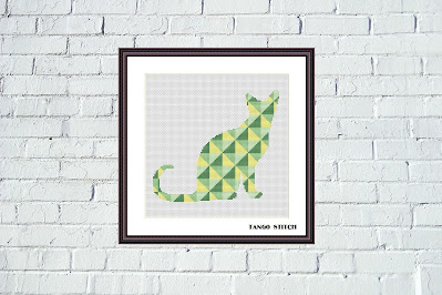 Cat geometric cross stitch pattern