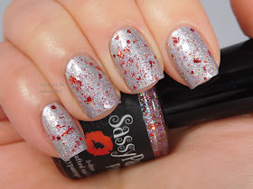 Sassy Pants Polish Nose Like A Cherry over Barry M Silver Foil