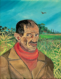 Antonio Ligabue Autoritratto con sciarpa rossa, s.d., (1952- 1962) Olio su tavola di faesite, cm 91x74,5 Collezione privata