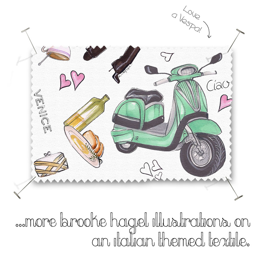 a Vespa were all drawn in