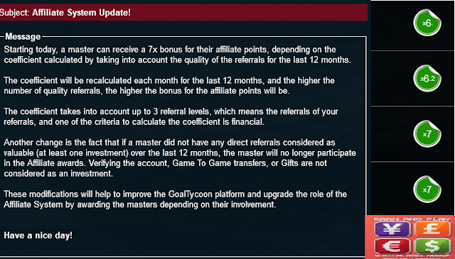 GoalTycoon  Affiliate System Update