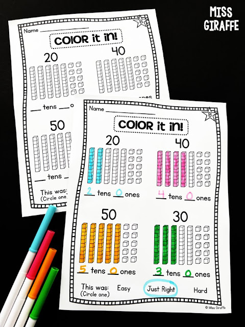 Place value coloring worksheets to write tens and ones in fun easy way