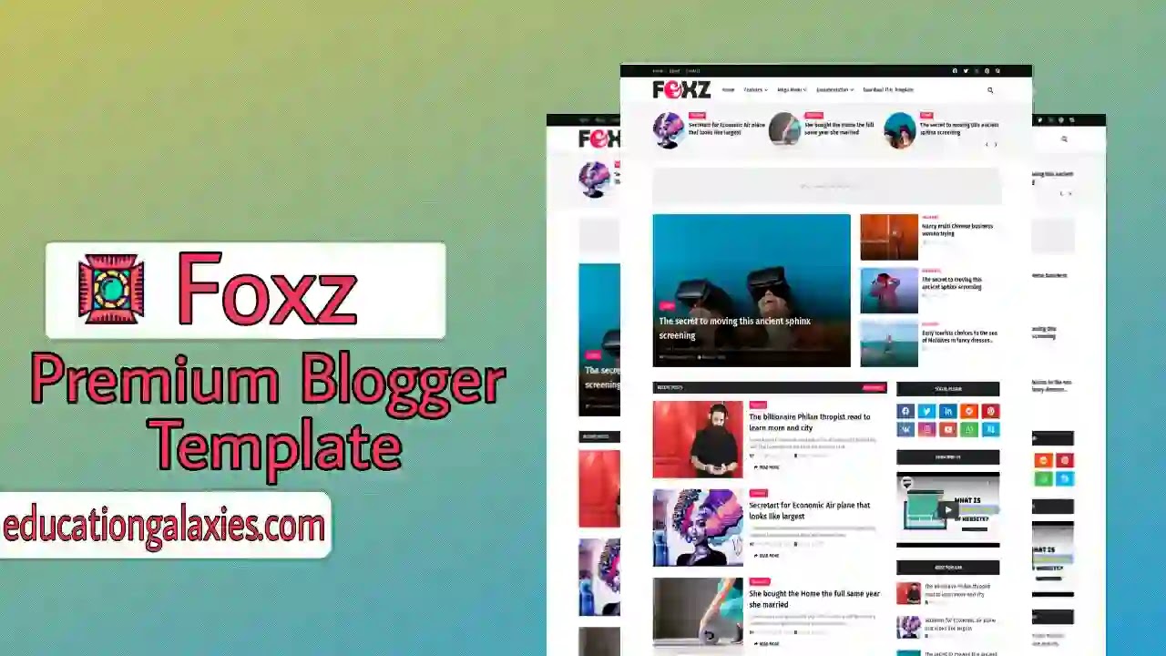 Foxz Premium Blogger Template Free Download Now Latest