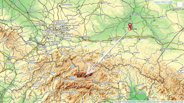 Poglądowa, kierunkowa mapka dalekiej obserwacji Tatr z m. Kosowy