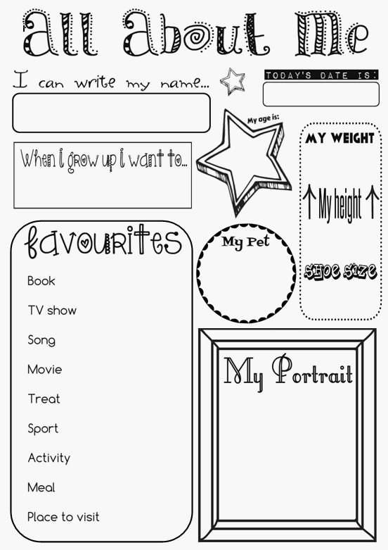 840 New kindergarten worksheet all about me 647 Ernie & Bird by Lis O'Brien: 'All About Me' Activity Sheet 