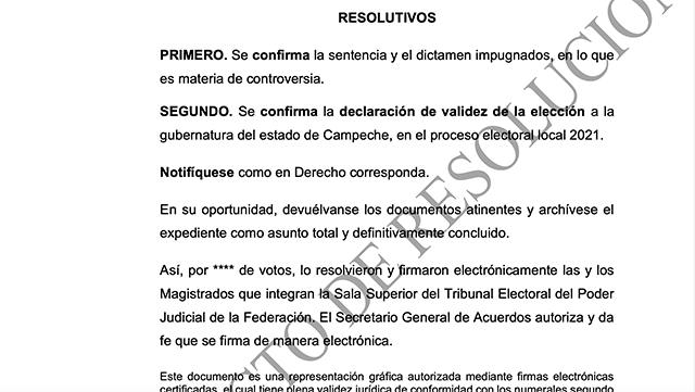 El TEPJF plantea confirmar el triunfo de Layda Sansores en Campeche