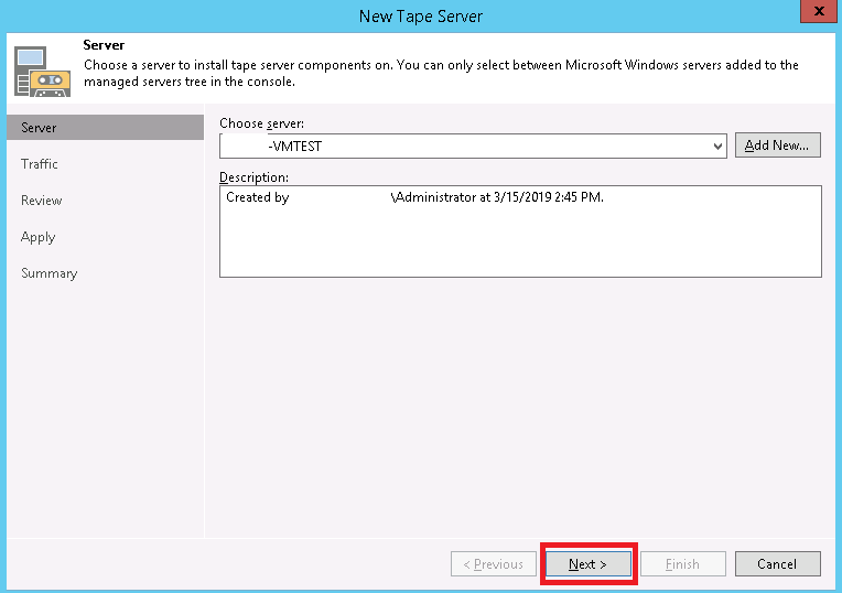 add tape library to veeam