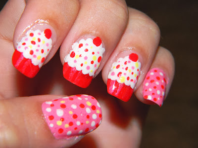 Pink colour creamy cake Nail Art Design!