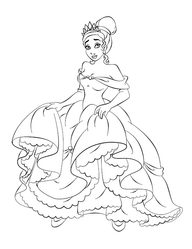 Disney Princess Tiana Coloring Pages To Girls title=