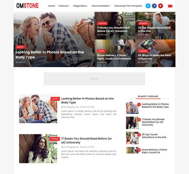 omstone multipurpose free blogger templates