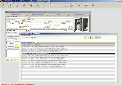 NeXT ERP classificação fiscal do produto NCM