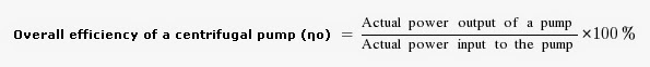 Overall efficiency of a centrifugal pump