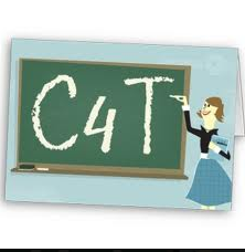 Teacher standing in front of a board with the letters C4t