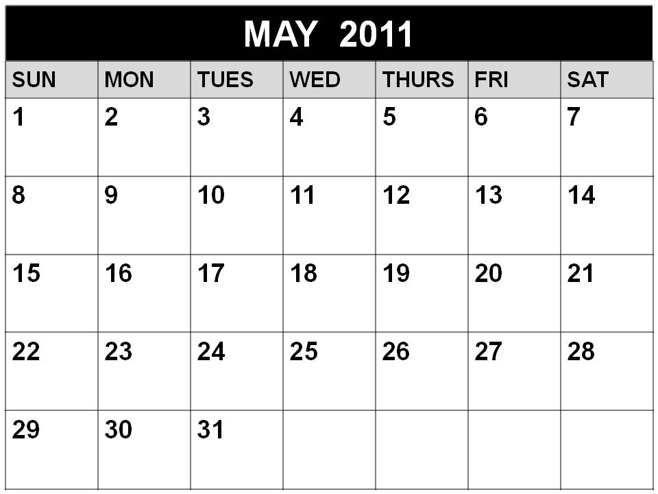 To download and print these Free Blank Monthly Calendar 2011 May: