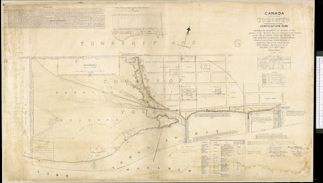 1852 Verification Plan of the Military Reserves in Toronto, as surveyed by Sandford Fleming