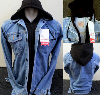 JAKET JEANS  LEVIS HOODIE Bioblitz Kombinasi Hitam 