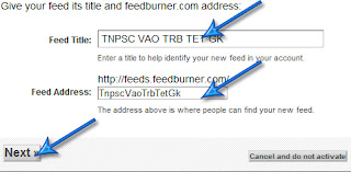 enter feed title, feed adress to create feedburner