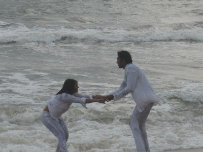 Sri Lankan MP Upeksha Swarnamali  with Akalanka Ganegama Beach Photo