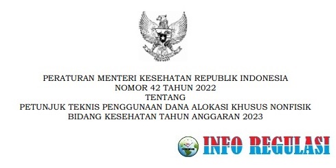 Permenkes Nomor 42 Tahun 2022 Tentang Juknis Penggunaan DAK Nonfisik Bidang Kesehatan Tahun 2023