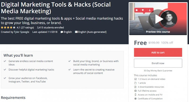 [100% Off] Digital Marketing Tools & Hacks (Social Media Marketing)| Worth 199,99$