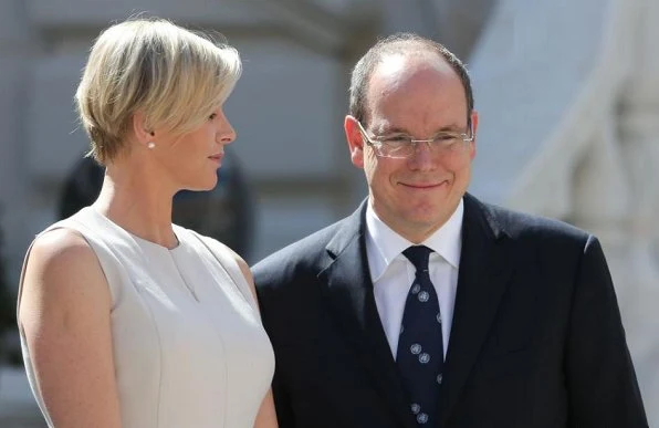Prince Albert and Princess Charlene met with United Nations Secretary-General Ban Ki-Moon and his wife Ban Soon-taek